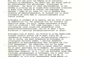 Koldinghus’ 6 hovedperioder – ruin eller genopbygning? – fortælleværdi, 1993
