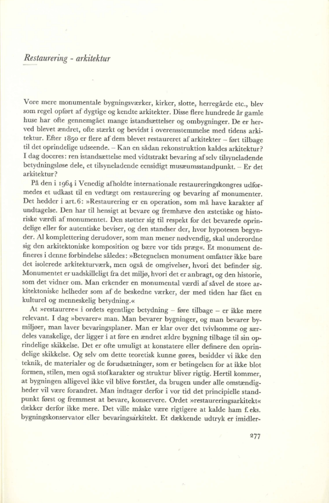 Restaurering – arkitektur – Bog om Mogens Koch 1968