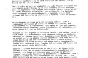 Udtalelse om kirkeruinen Murens beskyttelse, Kirkebø Færøerne, 1997